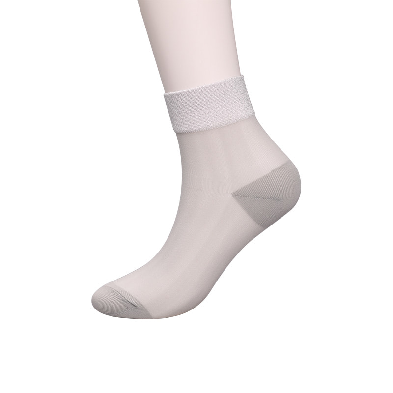 Модные прозрачные нейлоновые шелковые хлопчатобумажные женские носки Тонкие нейлоновые прозрачные шелковые женские носки Женские носки из хрустального шелка WSD1946
